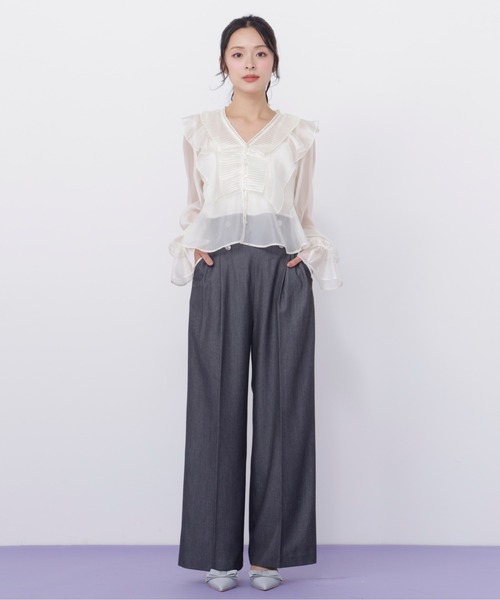 JILL by JILL STUART(ジルバイジルスチュアート)の「パイピングスラックス(その他パンツ・レディース・ネイビー/グレー・MEDIUM/SMALL)」の3枚目の写真