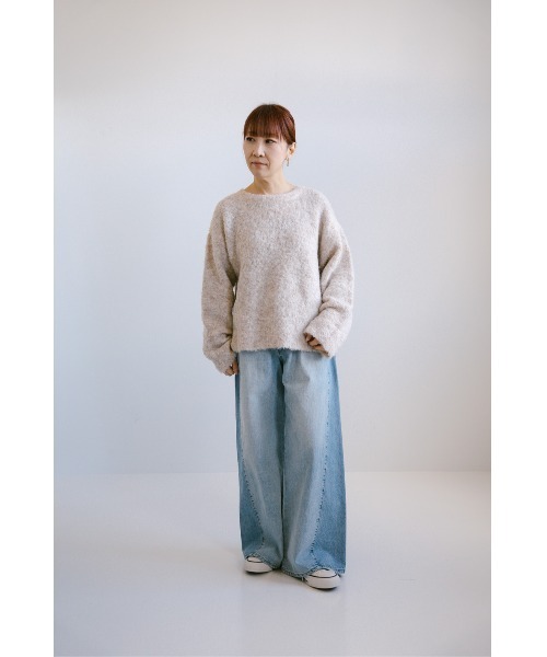 HEART MARKET(ハートマーケット)の「ブークレアソートバックロゴプルオーバー(ニット/セーター・レディース・ピンク/ナチュラル/グレー/サックスブルー・FREE)」の5枚目の写真