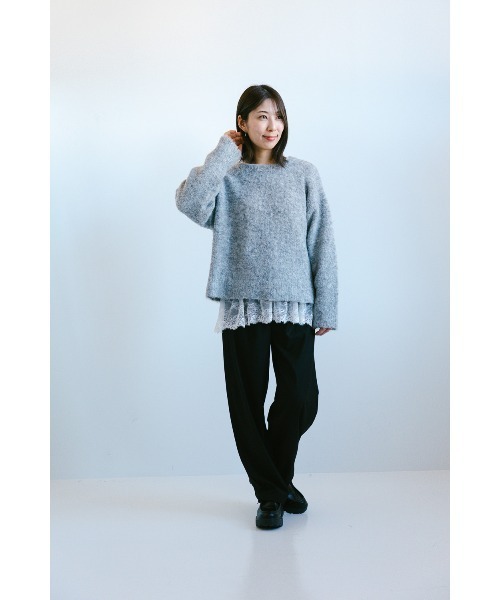 HEART MARKET(ハートマーケット)の「ブークレアソートバックロゴプルオーバー(ニット/セーター・レディース・ピンク/ナチュラル/グレー/サックスブルー・FREE)」の11枚目の写真