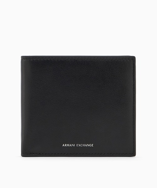 ARMANI EXCHANGE(アルマーニエクスチェンジ)の「【A|X アルマーニ エクスチェンジ】<オンライン限定>AXロゴ レザー 二つ折り財布(コインケース付き)(財布・メンズ・ブラック・FREE)」の1枚目の写真