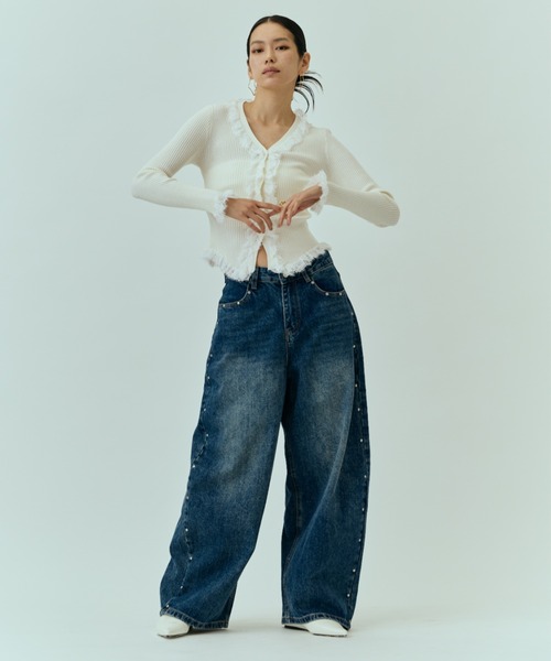 DRWCYS（ドロシーズ）の「サイドスタッズカーブデニム（デニムパンツ・レディース・インディゴブルー・MEDIUM/SMALL）」の12枚目の写真