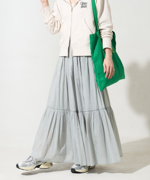 FREAK'S STORE（フリークスストア）の「限定展開　インド ティアード 切り替え スカート（スカート・レディース・ライトグレー/ブラウン/オフホワイト/ブラック/コーラルピンク・SMALL/MEDIUM）」の3枚目の写真