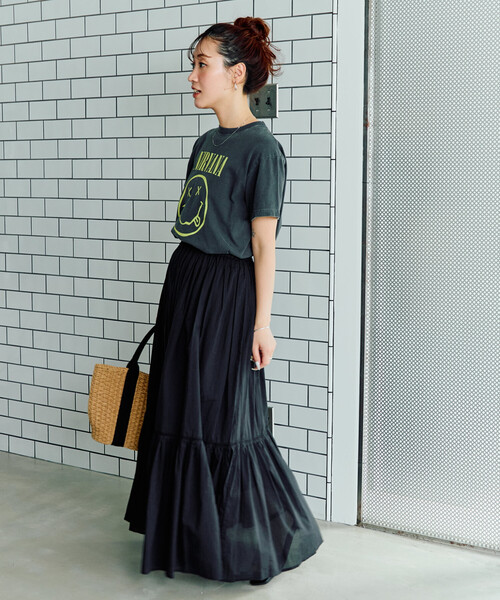 FREAK'S STORE（フリークスストア）の「限定展開　インド ティアード 切り替え スカート（スカート・レディース・ライトグレー/ブラウン/オフホワイト/ブラック/コーラルピンク・SMALL/MEDIUM）」の6枚目の写真