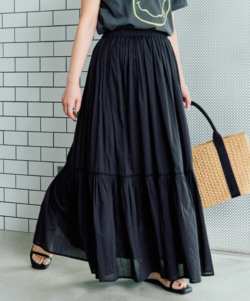 FREAK'S STORE（フリークスストア）の「限定展開　インド ティアード 切り替え スカート（スカート・レディース・ライトグレー/ブラウン/オフホワイト/ブラック/コーラルピンク・SMALL/MEDIUM）」の9枚目の写真