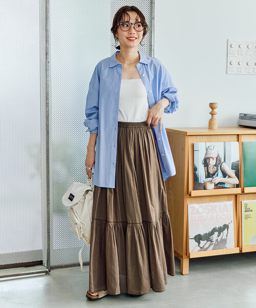 FREAK'S STORE（フリークスストア）の「限定展開　インド ティアード 切り替え スカート（スカート・レディース・ライトグレー/ブラウン/オフホワイト/ブラック/コーラルピンク・SMALL/MEDIUM）」の12枚目の写真