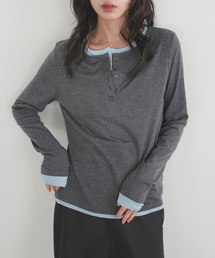 LIAN | バイカラーヘンリーネックプルオーバー(Tシャツ/カットソー)