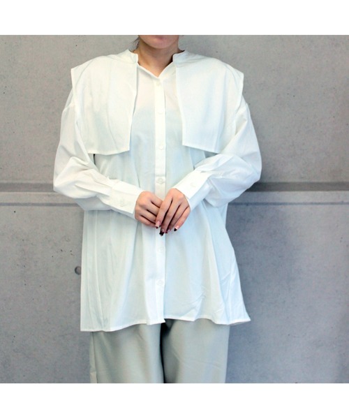 セール】ケープ風バックプリーツシャツ（シャツ/ブラウス）｜amini