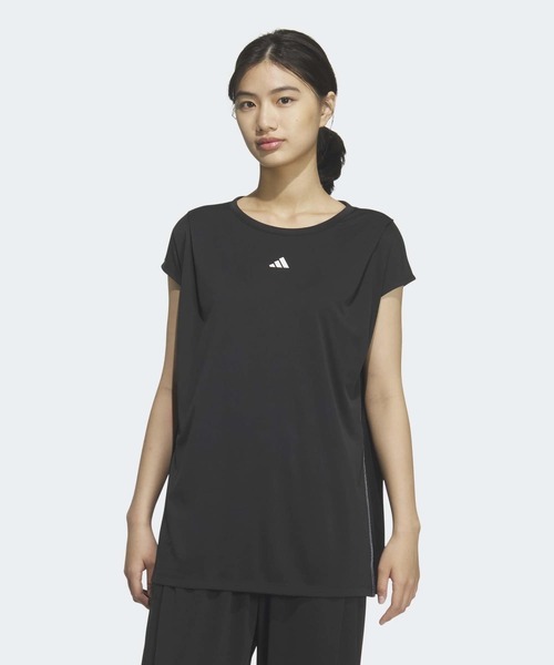 adidas(アディダス)の「ソフトリュクス ブラック ダブルニット ルーズフィット ノースリーブ トップス / アディダス adidas(Tシャツ/カットソー・レディース・ブラック・XX-LARGE/LARGE/MEDIUM/SMALL/X-LARGE)」の1枚目の写真
