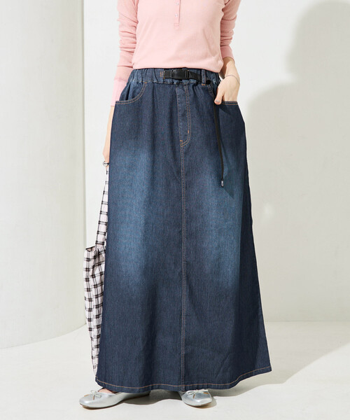 FREAK'S STORE(フリークスストア)の「限定展開 冷感 デニム クライミングスカート (冷感・吸水速乾)(デニムスカート・レディース・ブルー/グレー/ブラック/ネイビー・MEDIUM/SMALL)」の3枚目の写真