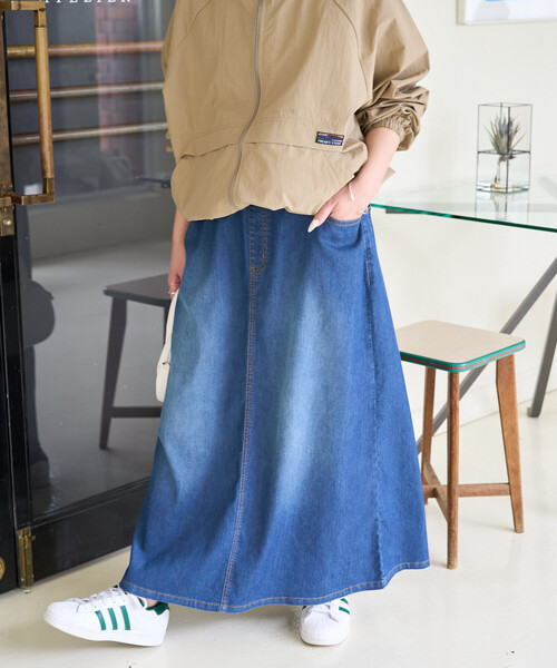 FREAK'S STORE(フリークスストア)の「限定展開 冷感 デニム クライミングスカート (冷感・吸水速乾)(デニムスカート・レディース・ブルー/グレー/ブラック/ネイビー・MEDIUM/SMALL)」の8枚目の写真