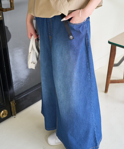 FREAK'S STORE(フリークスストア)の「限定展開 冷感 デニム クライミングスカート (冷感・吸水速乾)(デニムスカート・レディース・ブルー/グレー/ブラック/ネイビー・MEDIUM/SMALL)」の12枚目の写真