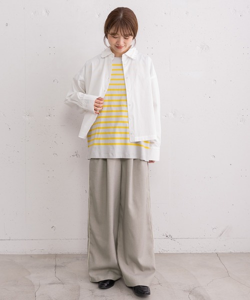 POU DOU DOU（プードゥドゥ）の「フリルデザインクロップドシャツ（シャツ/ブラウス・レディース・オフホワイト/ブルー/ベージュ・3）」の17枚目の写真