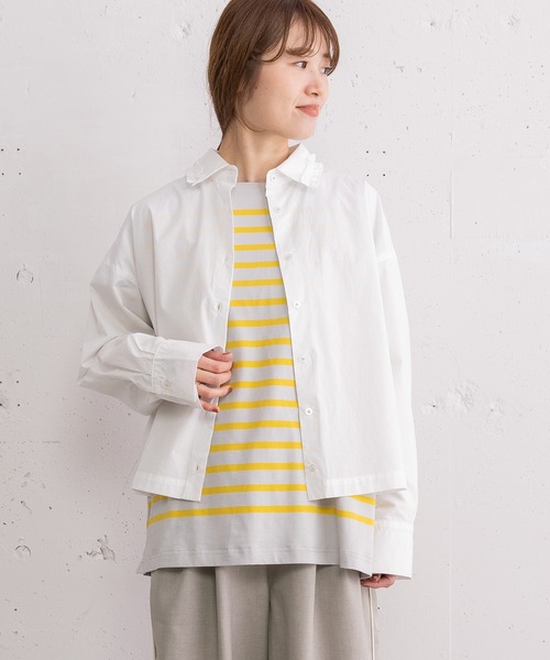 POU DOU DOU（プードゥドゥ）の「フリルデザインクロップドシャツ（シャツ/ブラウス・レディース・オフホワイト/ブルー/ベージュ・3）」の22枚目の写真