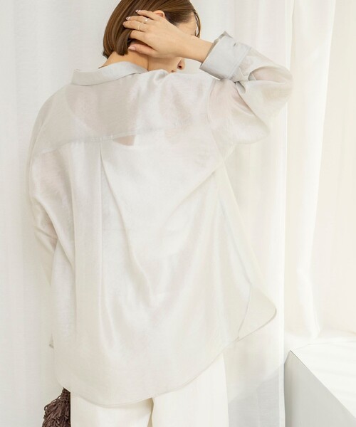 NOLLEY’S（ノーリーズ）の「ウォッシャブルセルロースシルクシアーシャツ（シャツ/ブラウス・レディース・ネイビー/ライトグレー/ベビーピンク・FREE）」の20枚目の写真