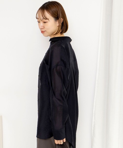 NOLLEY’S（ノーリーズ）の「ウォッシャブルセルロースシルクシアーシャツ（シャツ/ブラウス・レディース・ネイビー/ライトグレー/ベビーピンク・FREE）」の18枚目の写真