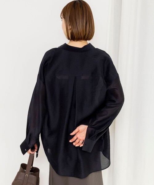 NOLLEY’S（ノーリーズ）の「ウォッシャブルセルロースシルクシアーシャツ（シャツ/ブラウス・レディース・ネイビー/ライトグレー/ベビーピンク・FREE）」の17枚目の写真