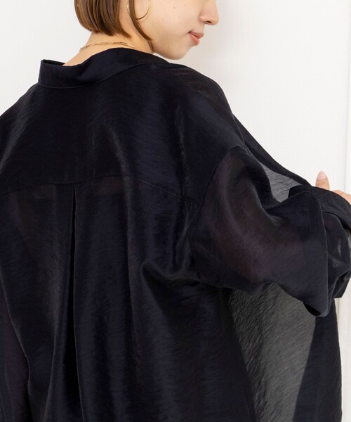 NOLLEY’S（ノーリーズ）の「ウォッシャブルセルロースシルクシアーシャツ（シャツ/ブラウス・レディース・ネイビー/ライトグレー/ベビーピンク・FREE）」の16枚目の写真