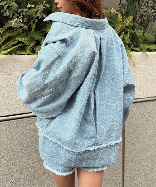 EGOIST（エゴイスト）の「ツイードデニムGジャン（デニムジャケット・レディース・ネイビー/サックスブルー・FREE）」の20枚目の写真