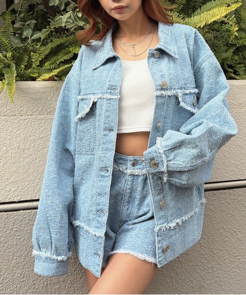 EGOIST（エゴイスト）の「ツイードデニムGジャン（デニムジャケット・レディース・ネイビー/サックスブルー・FREE）」の18枚目の写真