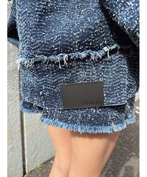 EGOIST（エゴイスト）の「ツイードデニムGジャン（デニムジャケット・レディース・ネイビー/サックスブルー・FREE）」の10枚目の写真