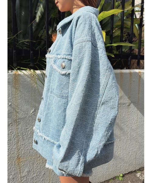 EGOIST（エゴイスト）の「ツイードデニムGジャン（デニムジャケット・レディース・ネイビー/サックスブルー・FREE）」の13枚目の写真