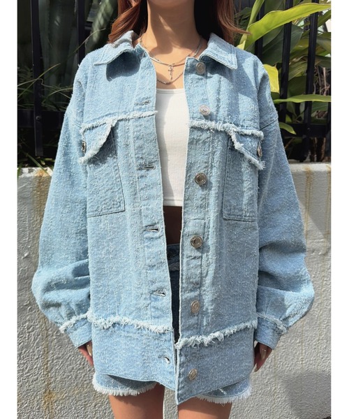 EGOIST（エゴイスト）の「ツイードデニムGジャン（デニムジャケット・レディース・ネイビー/サックスブルー・FREE）」の12枚目の写真