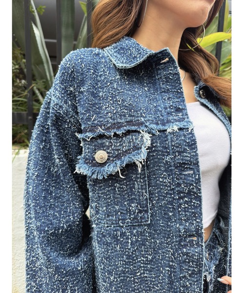 EGOIST（エゴイスト）の「ツイードデニムGジャン（デニムジャケット・レディース・ネイビー/サックスブルー・FREE）」の11枚目の写真