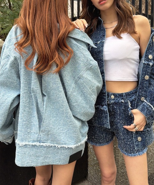 EGOIST（エゴイスト）の「ツイードデニムGジャン（デニムジャケット・レディース・ネイビー/サックスブルー・FREE）」の8枚目の写真