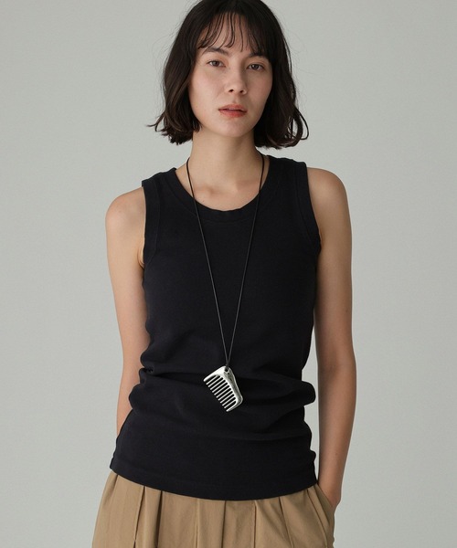 BABYLONE（バビロン）の「フライスタンク（タンクトップ・レディース・グレー/オフホワイト/ブラック・フリー）」の4枚目の写真