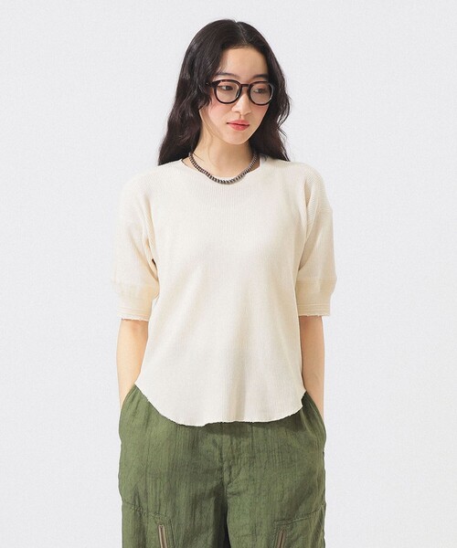BEAMS BOY(ビームスボーイ)の「【8/6再値下げ】ダメージ サーマル Tシャツ(Tシャツ/カットソー・レディース・オリーブ/ブラック/ナチュラル・1/2)」の3枚目の写真