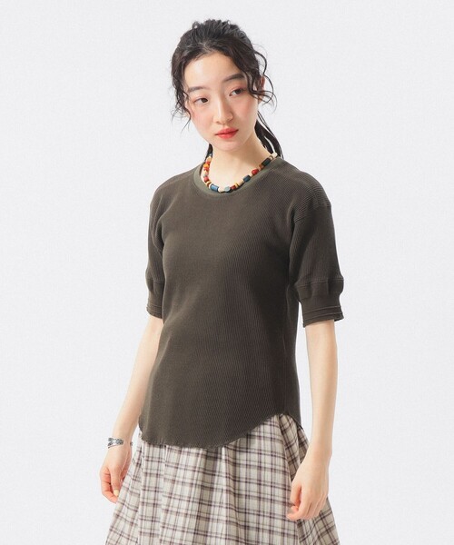 BEAMS BOY(ビームスボーイ)の「【8/6再値下げ】ダメージ サーマル Tシャツ(Tシャツ/カットソー・レディース・オリーブ/ブラック/ナチュラル・1/2)」の16枚目の写真