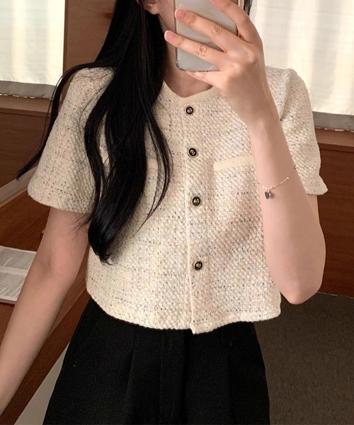 セール】RUG PATTERN KNIT JACKET（ノーカラージャケット）｜Ameri
