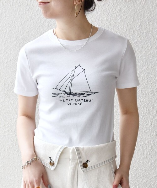 PETIT BATEAU(プチバトー)の「【SHIPS any別注】PETIT BATEAU: ロゴ プリント コンパクト TEE 26SS(Tシャツ/カットソー・レディース・ホワイト/ネイビー/ライトブルー・ONE SIZE)」の7枚目の写真