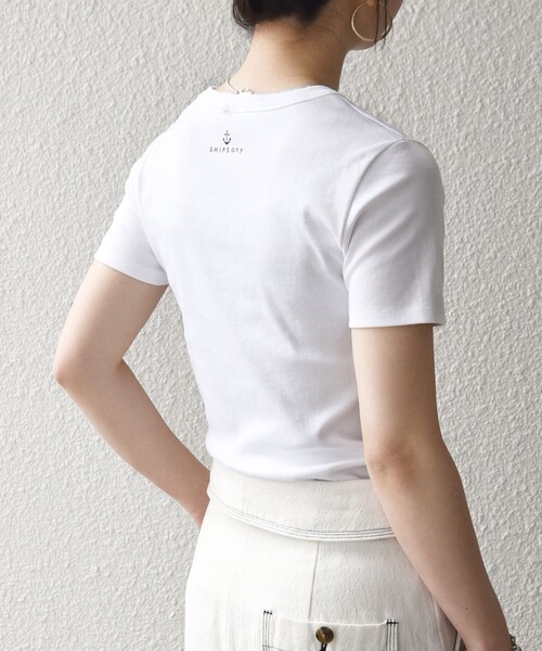 PETIT BATEAU(プチバトー)の「【SHIPS any別注】PETIT BATEAU: ロゴ プリント コンパクト TEE 26SS(Tシャツ/カットソー・レディース・ホワイト/ネイビー/ライトブルー・ONE SIZE)」の9枚目の写真