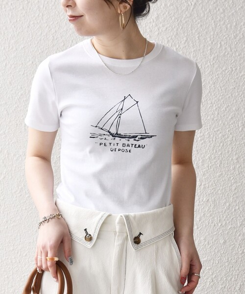 PETIT BATEAU(プチバトー)の「【SHIPS any別注】PETIT BATEAU: ロゴ プリント コンパクト TEE 26SS(Tシャツ/カットソー・レディース・ホワイト/ネイビー/ライトブルー・ONE SIZE)」の13枚目の写真