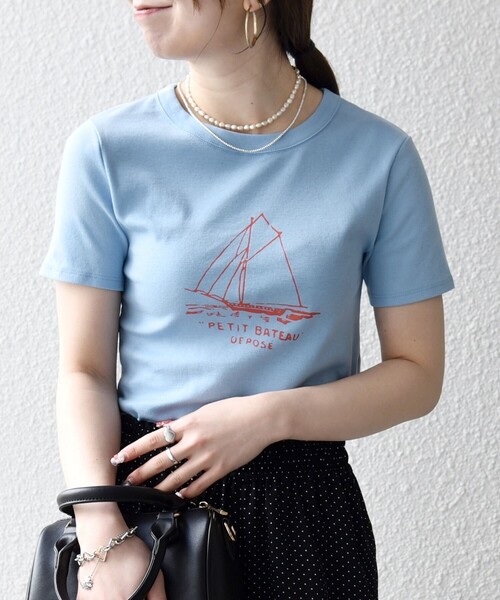 PETIT BATEAU(プチバトー)の「【SHIPS any別注】PETIT BATEAU: ロゴ プリント コンパクト TEE 26SS(Tシャツ/カットソー・レディース・ホワイト/ネイビー/ライトブルー・ONE SIZE)」の20枚目の写真