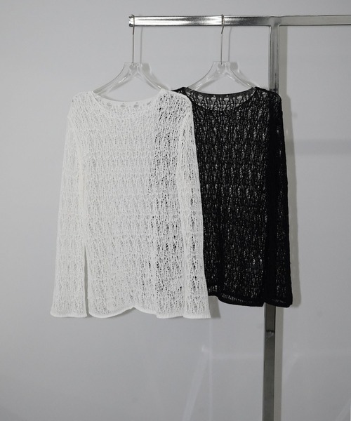 chuclla(チュクラ)の「【YOUYILIN】シアーニットトップス CHYOUW26s001(Tシャツ/カットソー・レディース・ホワイト/ブラック・FREE)」の17枚目の写真