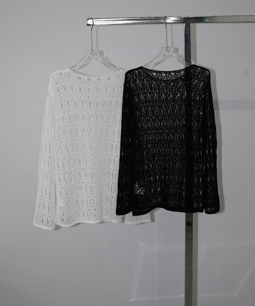 chuclla(チュクラ)の「【YOUYILIN】シアーニットトップス CHYOUW26s001(Tシャツ/カットソー・レディース・ホワイト/ブラック・FREE)」の18枚目の写真