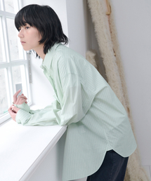 LEVAR（レバー）の「Relaxed Stripe Over-Shirt - Mint Stripe（シャツ/ブラウス）」