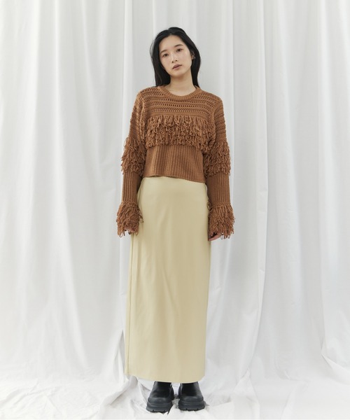 CIEL'AIR(シエルエアー)の「MESH FRINGE PO(メッシュフリンジプルオーバー)(ニット/セーター・レディース・ブラウン/オフホワイト・FREE)」の15枚目の写真