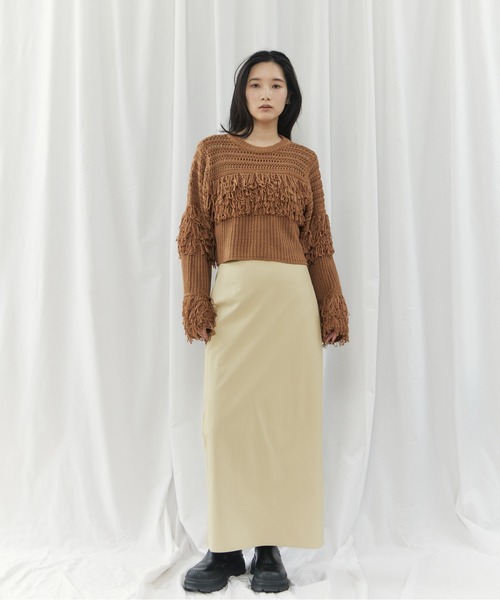CIEL'AIR(シエルエアー)の「MESH FRINGE PO(メッシュフリンジプルオーバー)(ニット/セーター・レディース・ブラウン/オフホワイト・FREE)」の20枚目の写真