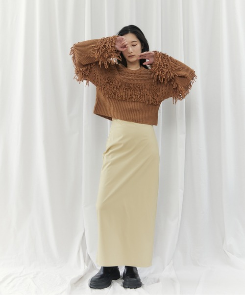 CIEL'AIR(シエルエアー)の「MESH FRINGE PO(メッシュフリンジプルオーバー)(ニット/セーター・レディース・ブラウン/オフホワイト・FREE)」の21枚目の写真