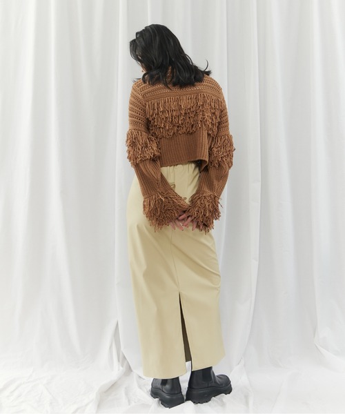 CIEL'AIR(シエルエアー)の「MESH FRINGE PO(メッシュフリンジプルオーバー)(ニット/セーター・レディース・ブラウン/オフホワイト・FREE)」の17枚目の写真