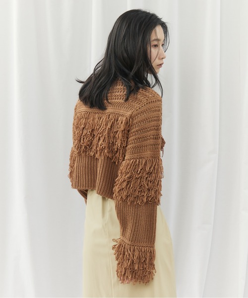 CIEL'AIR(シエルエアー)の「MESH FRINGE PO(メッシュフリンジプルオーバー)(ニット/セーター・レディース・ブラウン/オフホワイト・FREE)」の19枚目の写真