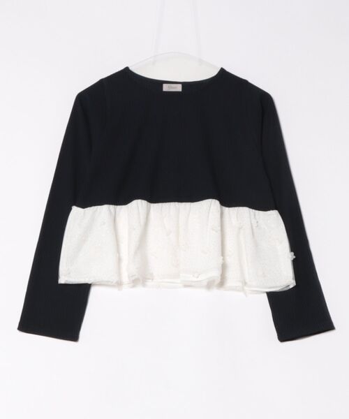 flower（フラワー）の「ホープフルブルームトップ（Tシャツ/カットソー・レディース・ネイビー/ホワイト・FREE）」の2枚目の写真