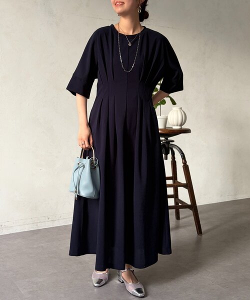 Chez toi（シェトワ）の「タックワンピース（ワンピース・レディース・ブラウン/ブラック/ネイビー・FREE）」の22枚目の写真