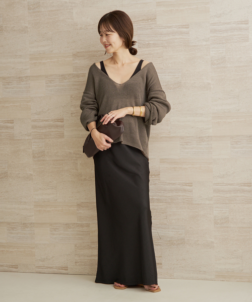 plage（プラージュ）の「コットンリリヤーン Vプルオーバー（ニット/セーター・レディース・アイボリー/カーキ・FREE）」の4枚目の写真