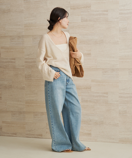 plage（プラージュ）の「コットンリリヤーン Vプルオーバー（ニット/セーター・レディース・アイボリー/カーキ・FREE）」の5枚目の写真