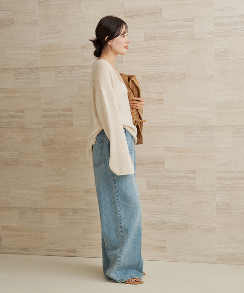 plage（プラージュ）の「コットンリリヤーン Vプルオーバー（ニット/セーター・レディース・アイボリー/カーキ・FREE）」の6枚目の写真