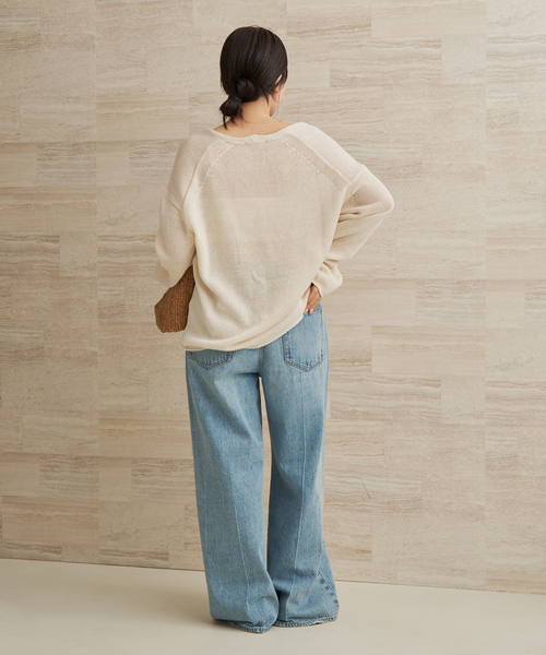 plage（プラージュ）の「コットンリリヤーン Vプルオーバー（ニット/セーター・レディース・アイボリー/カーキ・FREE）」の7枚目の写真